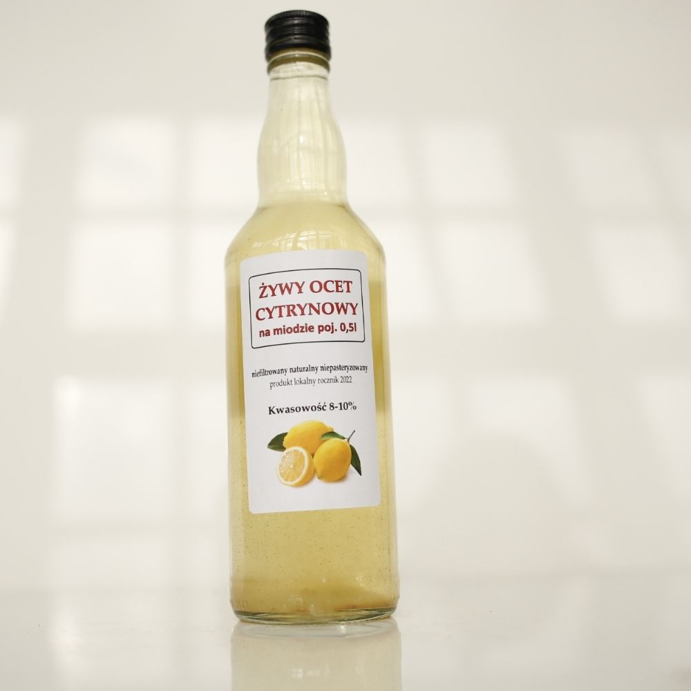 młyn bomba Żywy ocet cytrynowy na miodzie z matką octową 0,5l
