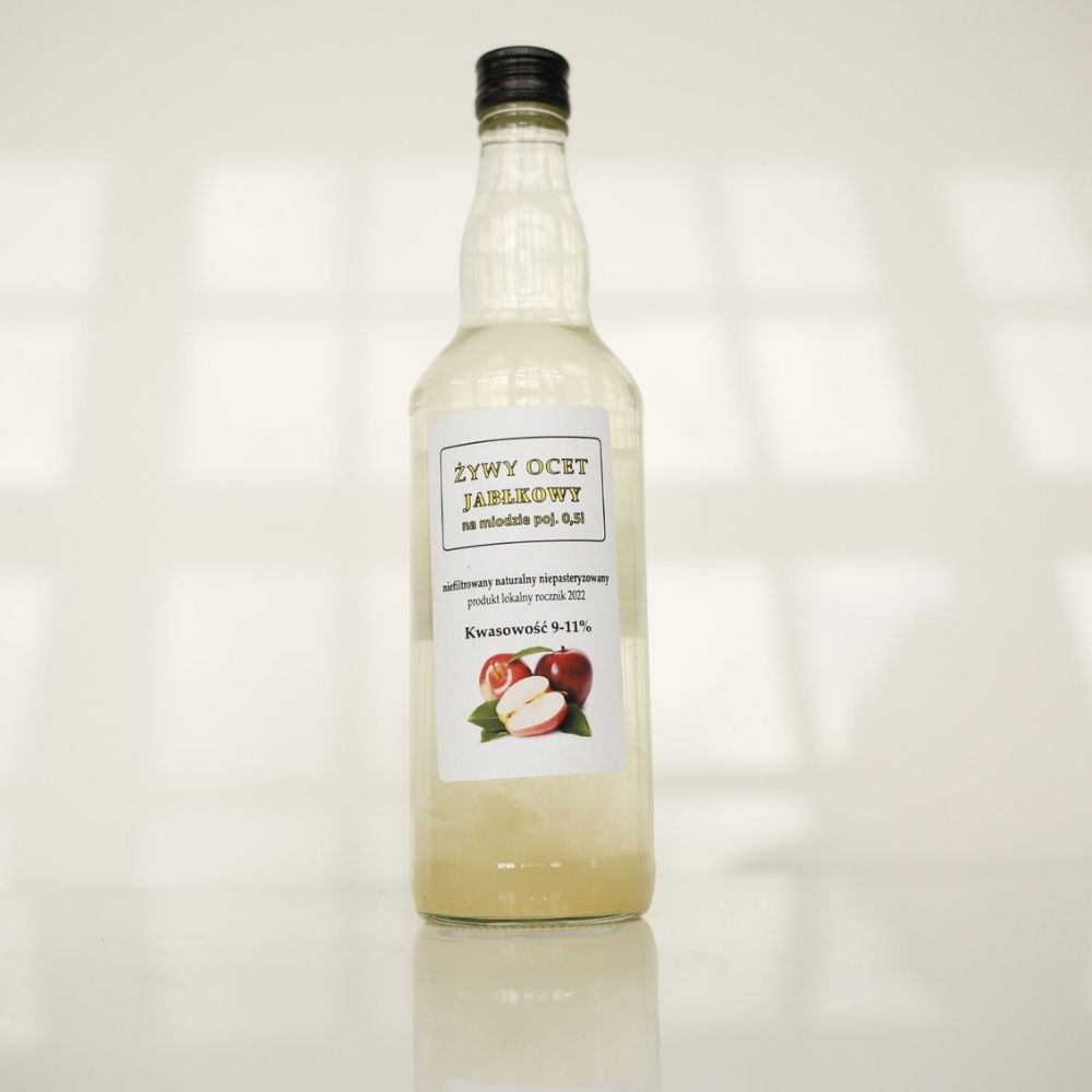 młyn bomba Żywy ocet jabłkowy na miodzie z matką octową 0,5l